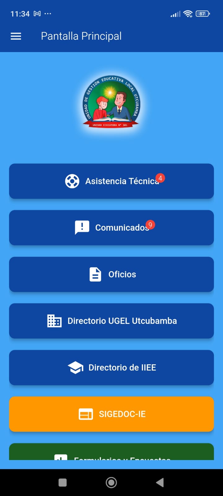 Pantalla Comunicados